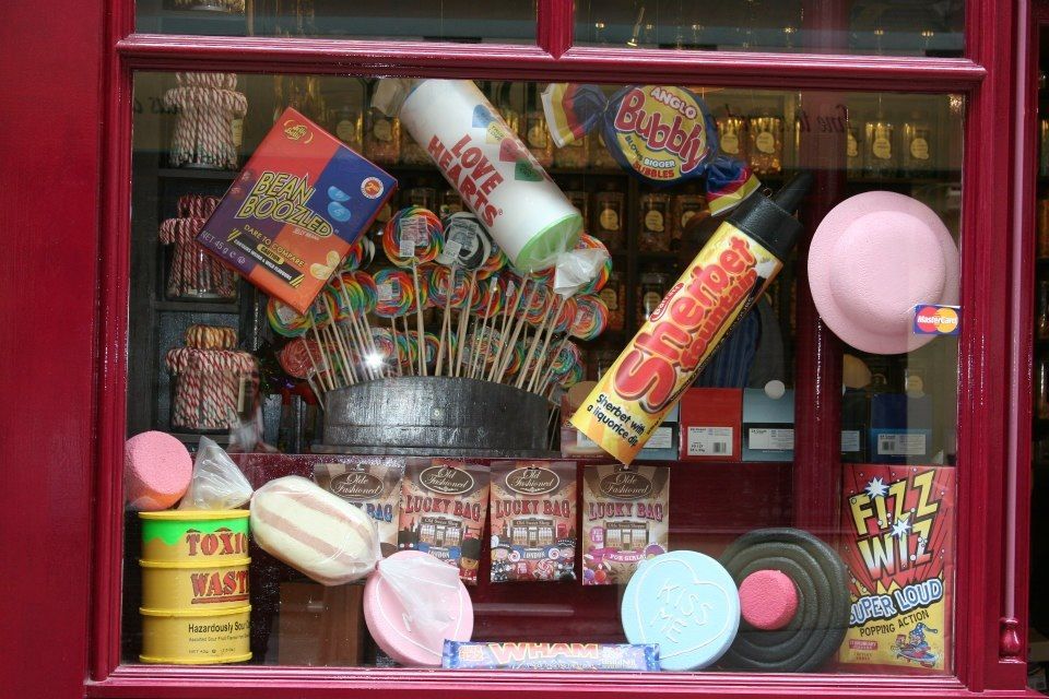 Large candy-shaped window display