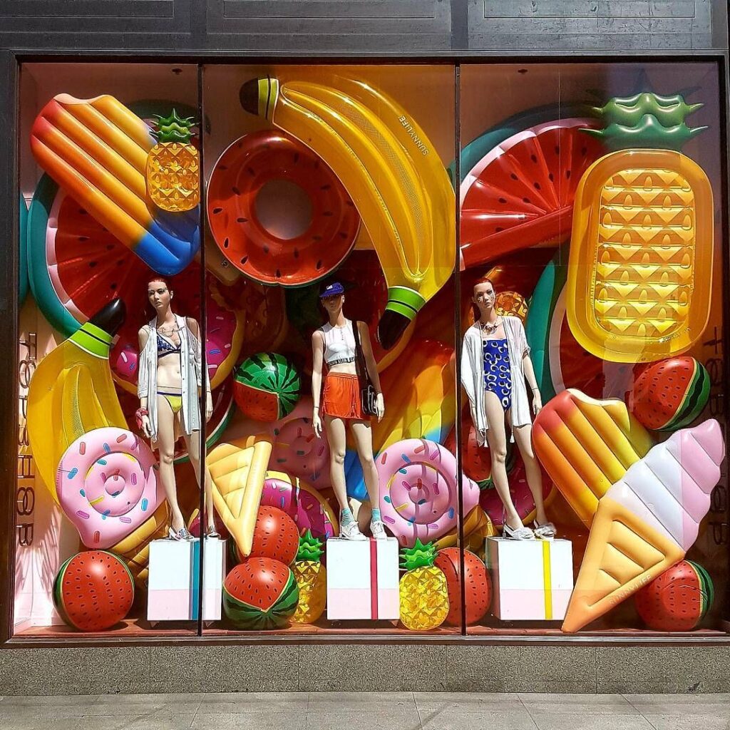Large inflatable fruit window display