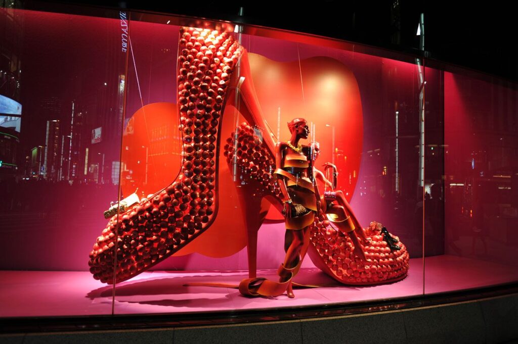 Giant shoe shaped window display