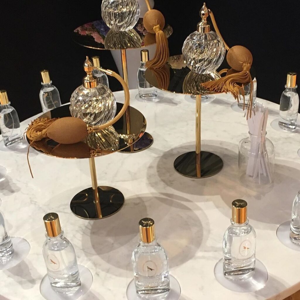 perfume display table