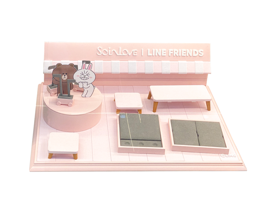custom regional POP display with logo and color variations