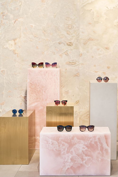 Fashion glasses on the pedestal display