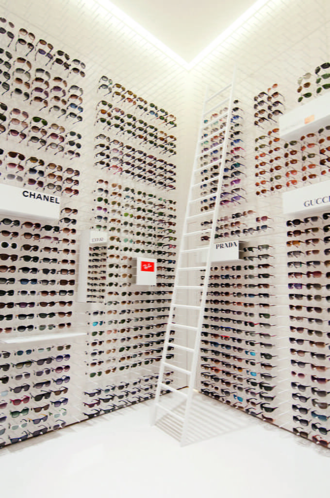 A whole wall of glasses