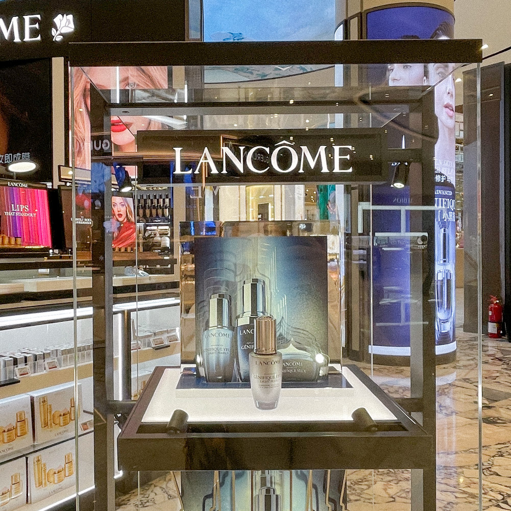 Acrylic cosmetic display in the store