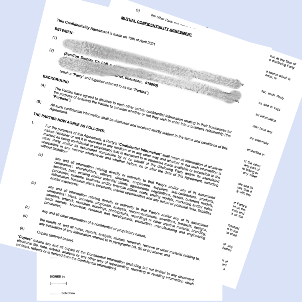 Format of NDA