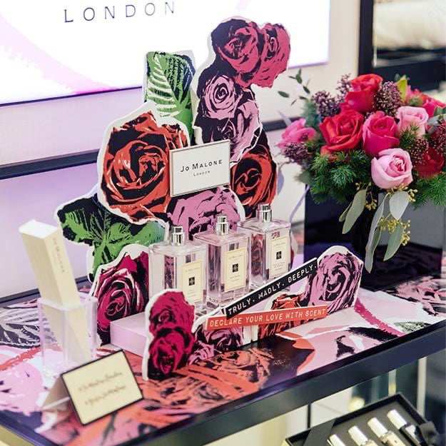 Acrylic rose display for fragrance launch"