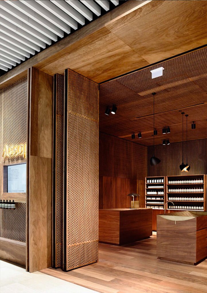 Natural Wood Grain Retail Environment