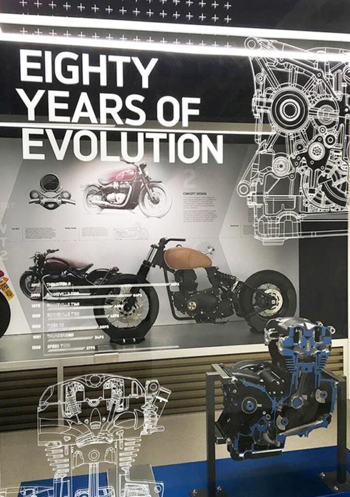Motorcycle parts displayed in the window
