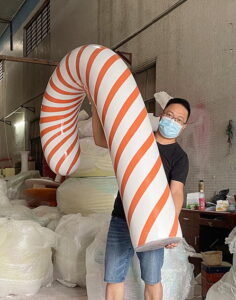 oversized mirror acrylic candy cane for Christmas display