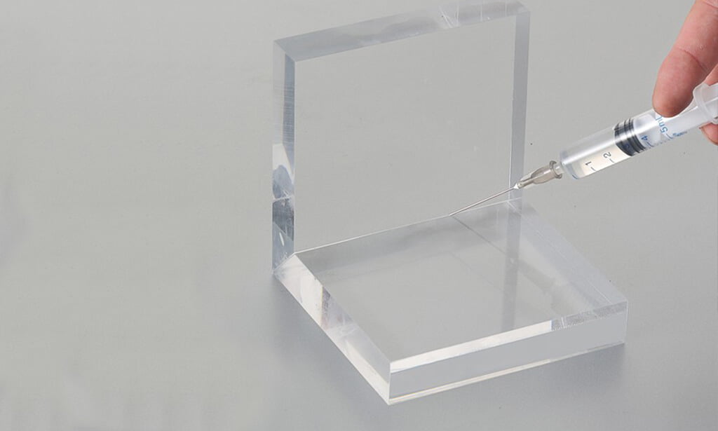 Acrylic fabrication -- gluing and bonding process for retail display components