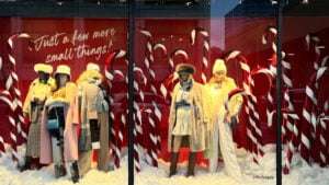 Glossy fiberglass swirl lollipop for Christmas window display