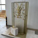 freestanding podium in beauty store