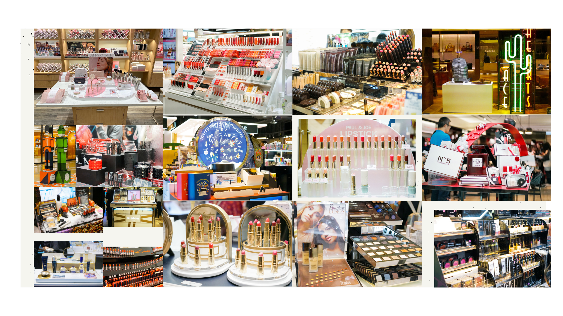 Counter display with tester tray in retail store