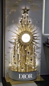 freestanding podium in beauty store