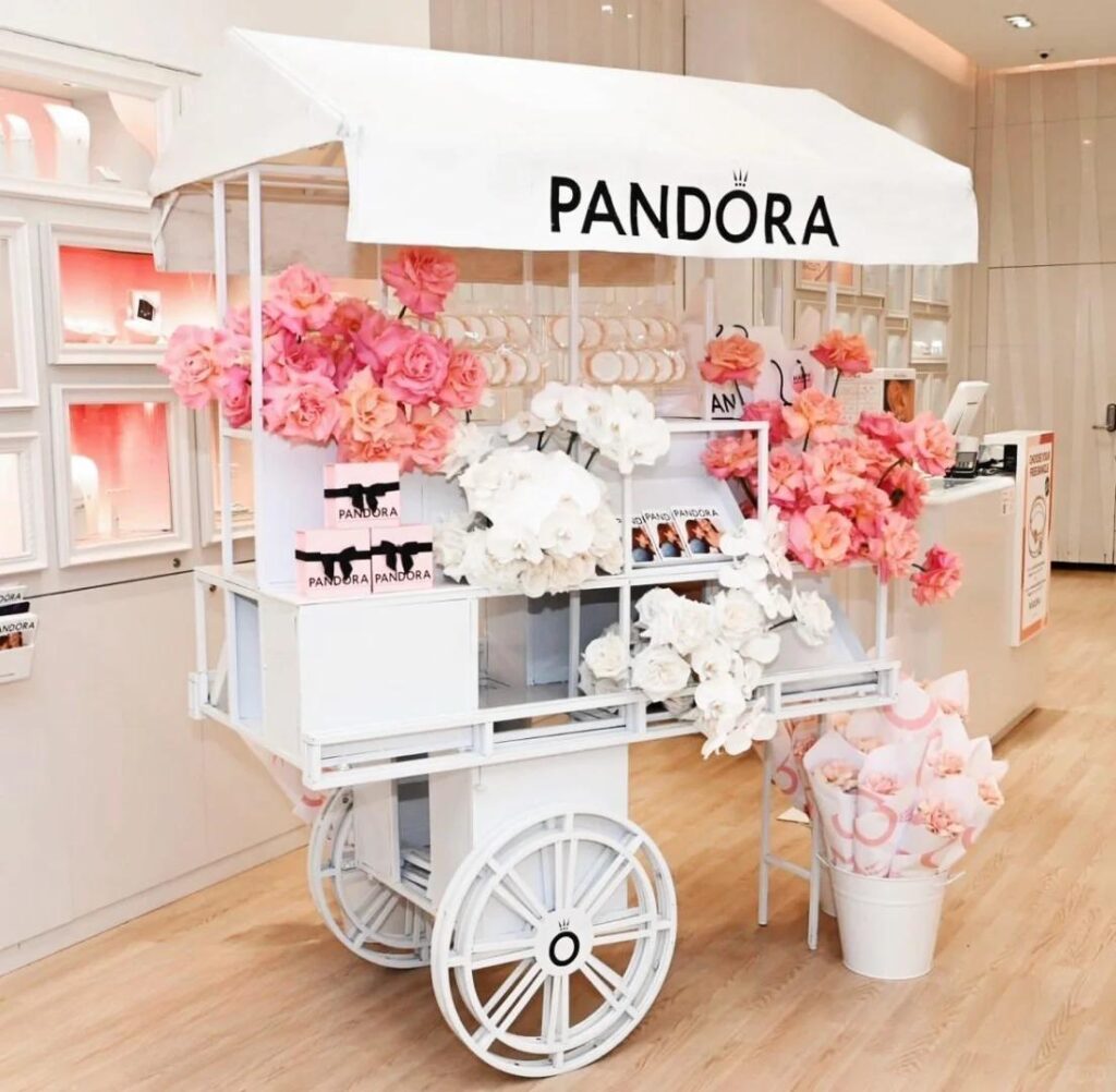 Mother’s Day standard kit installed at boutique beauty counter with mirror signage