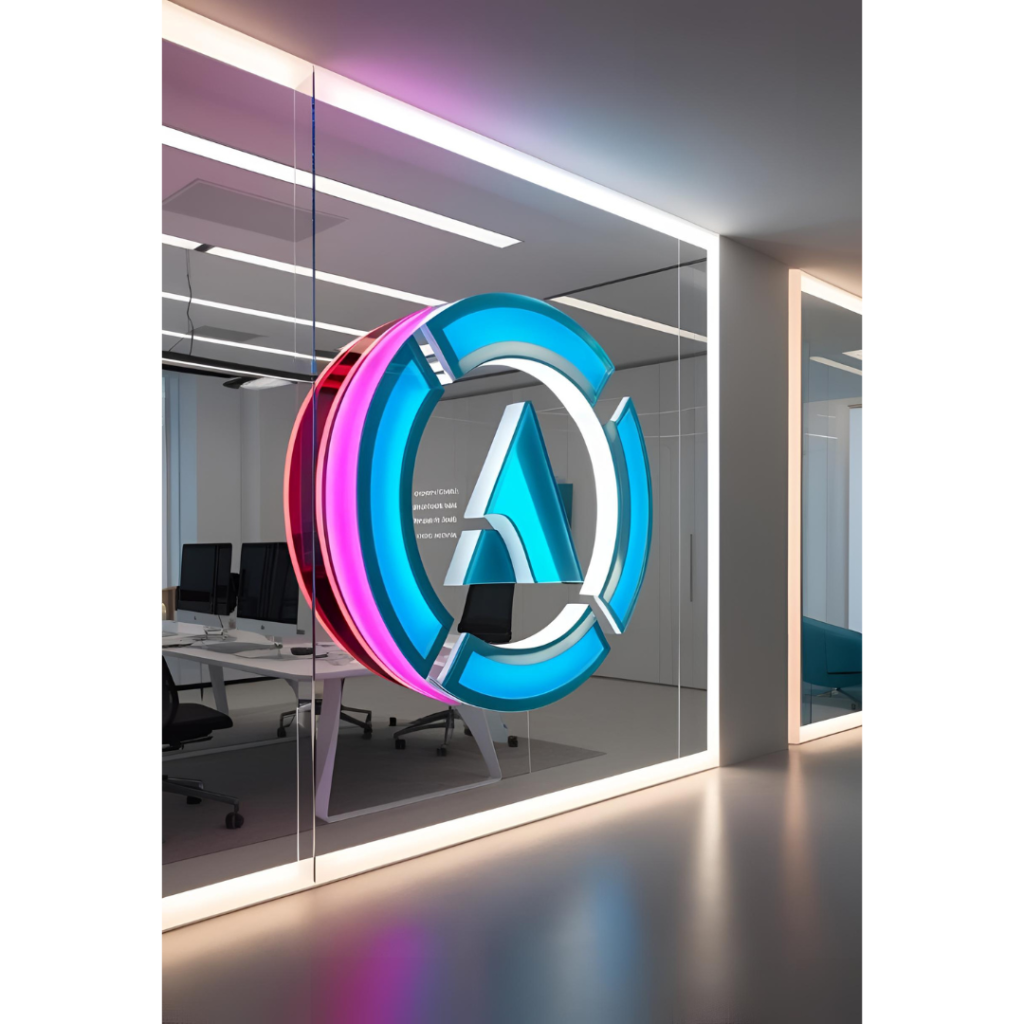 A tech store opts for 3D printed acrylic signage with integrated LED lighting for a modern, sleek look that perfectly aligns with the store's tech-driven vibe.