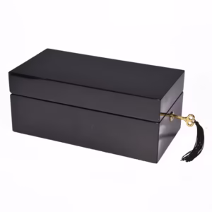 black piano lacquer custom luxury wooden perfume bottle box packaging gift boxes with key lock