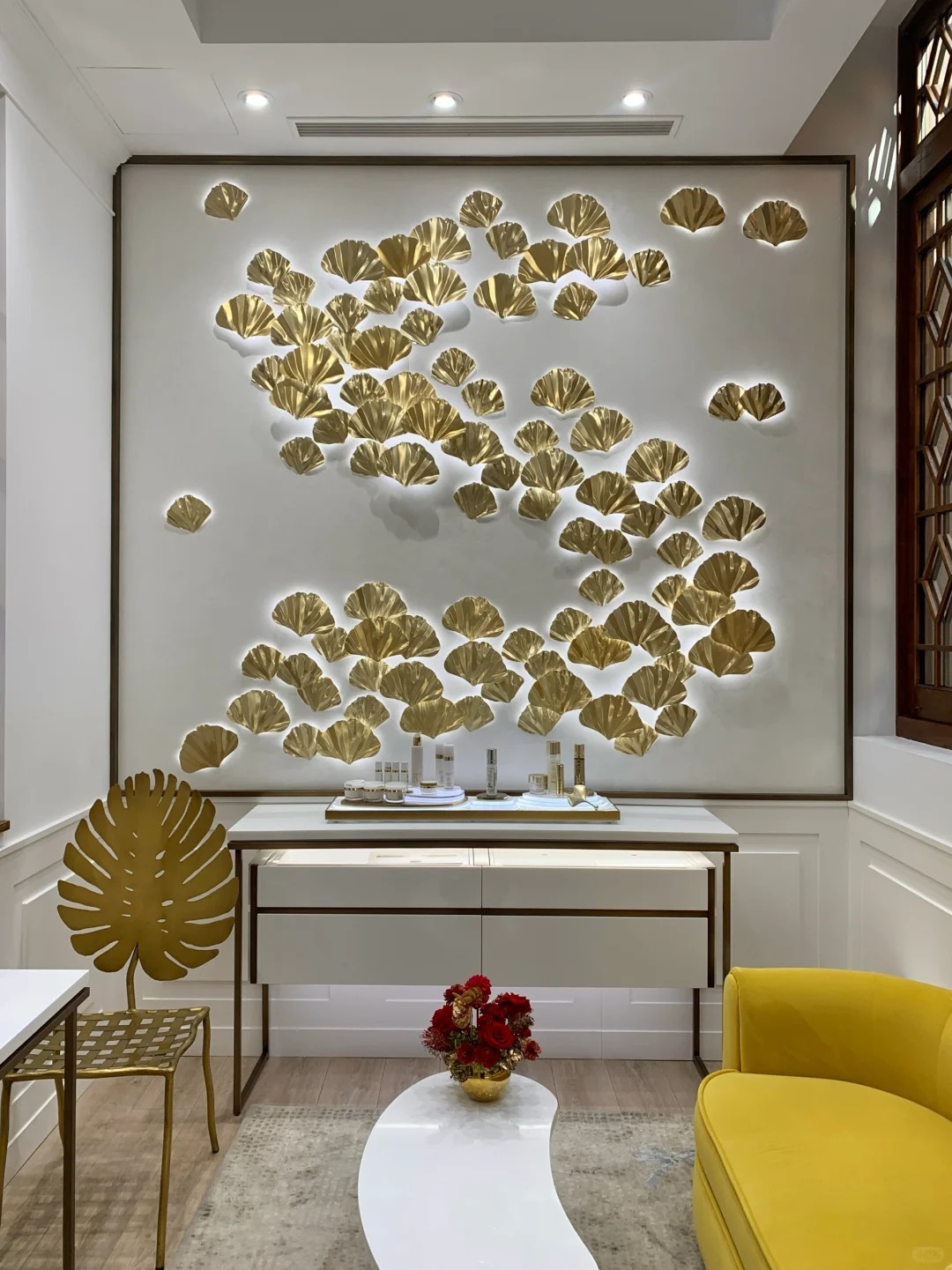 Luxury Window Display with Metal & LED Integration