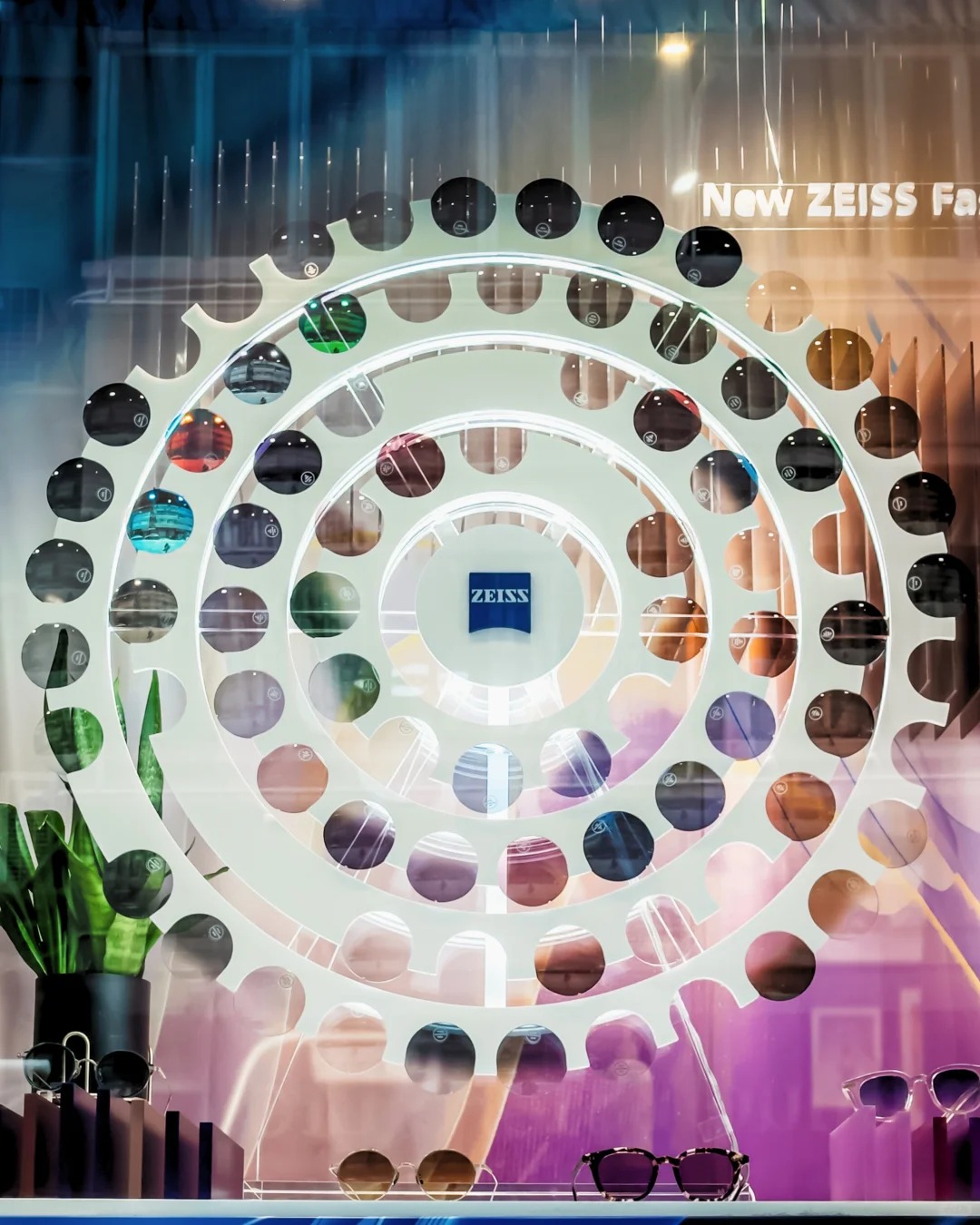 custom sunglasses wall display for boutique store