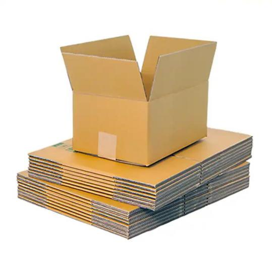 Double-wall corrugated cardboard shipping boxes stacked for bulk packaging and transportation protection