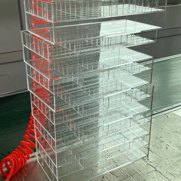 POS Display with Acrylic Grid Layout