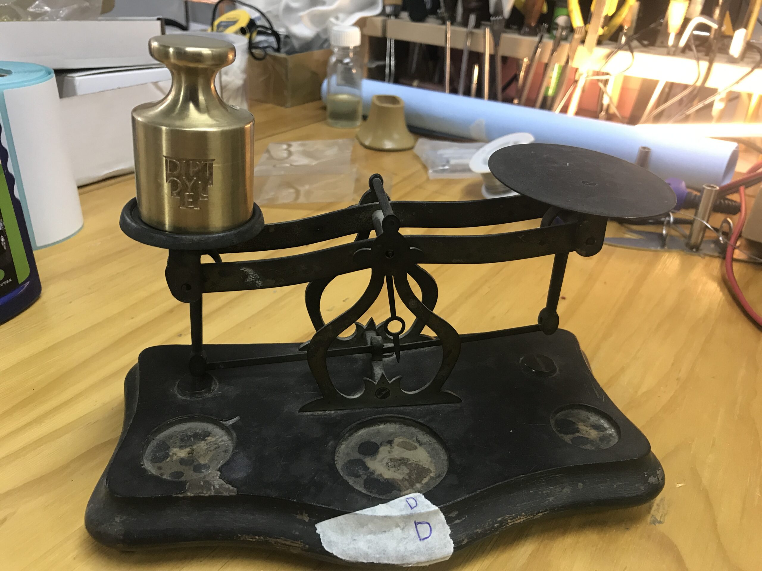 Workshop prototype showing the fixed angled structure and raised product platform