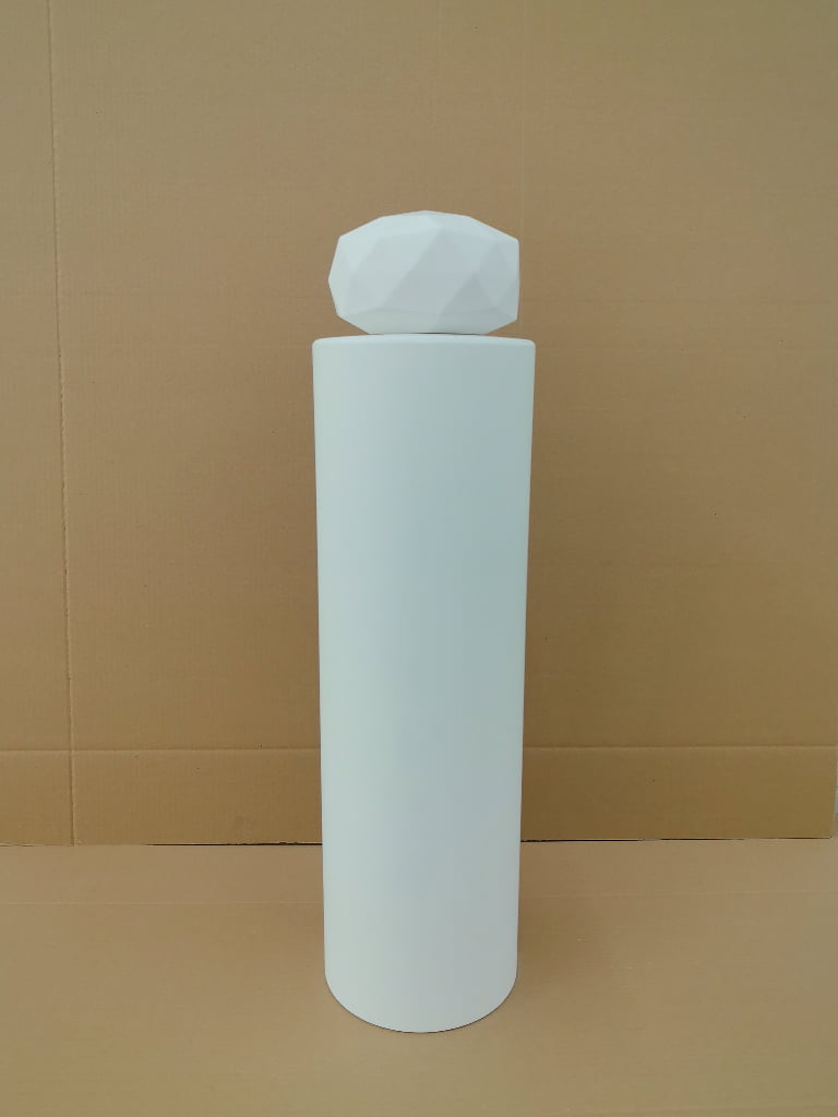 Oversized display prop prototype of a perfume bottle before surface finishing
