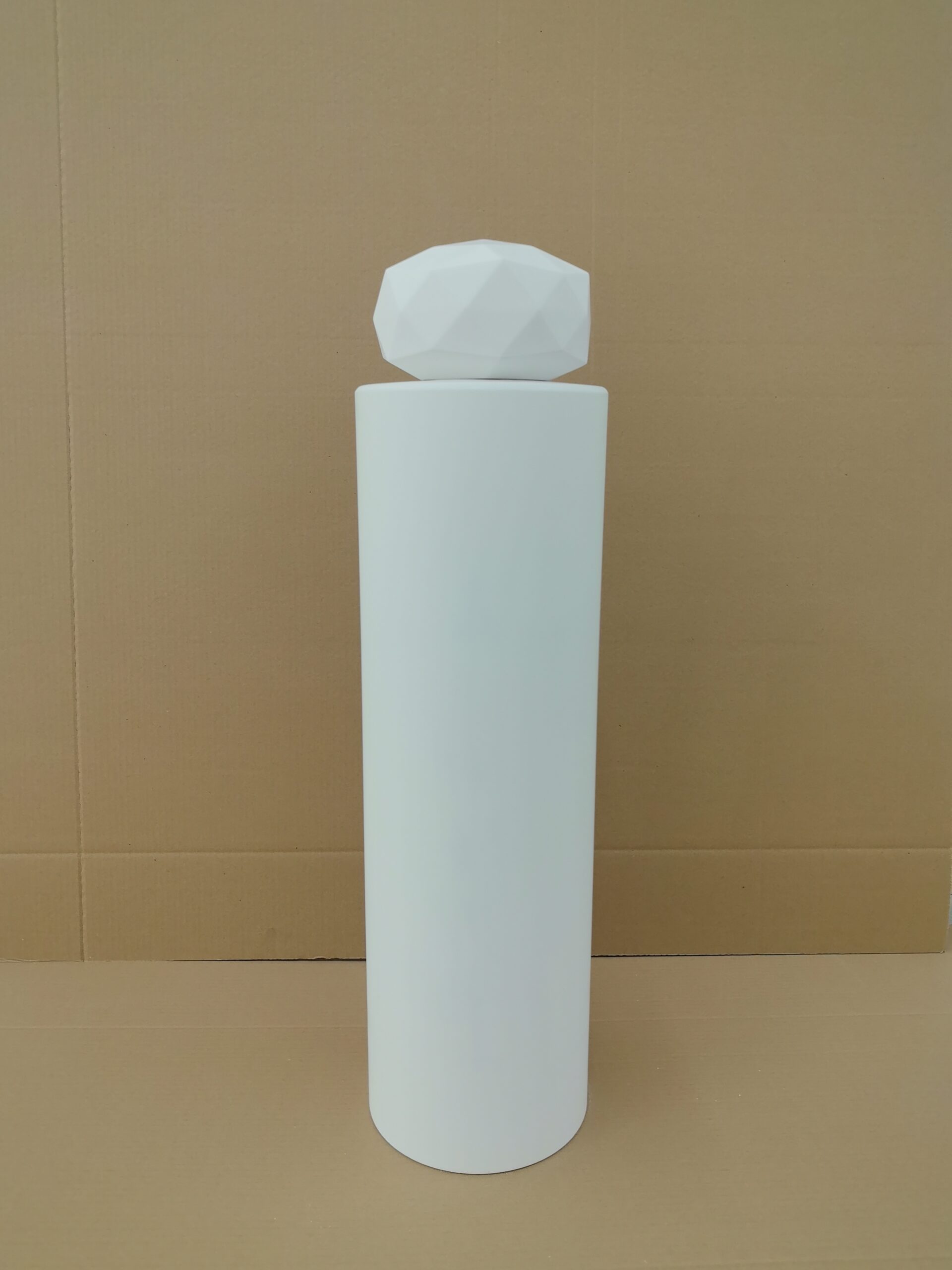 Oversized display prop prototype of a perfume bottle before surface finishing