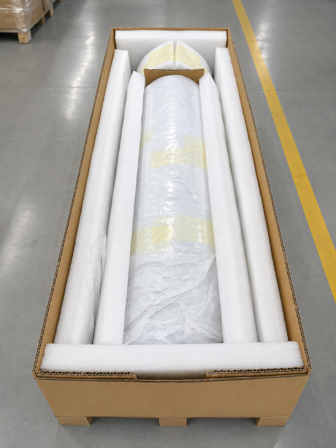 Giant perfume bottle display packed with protective foam for shipping