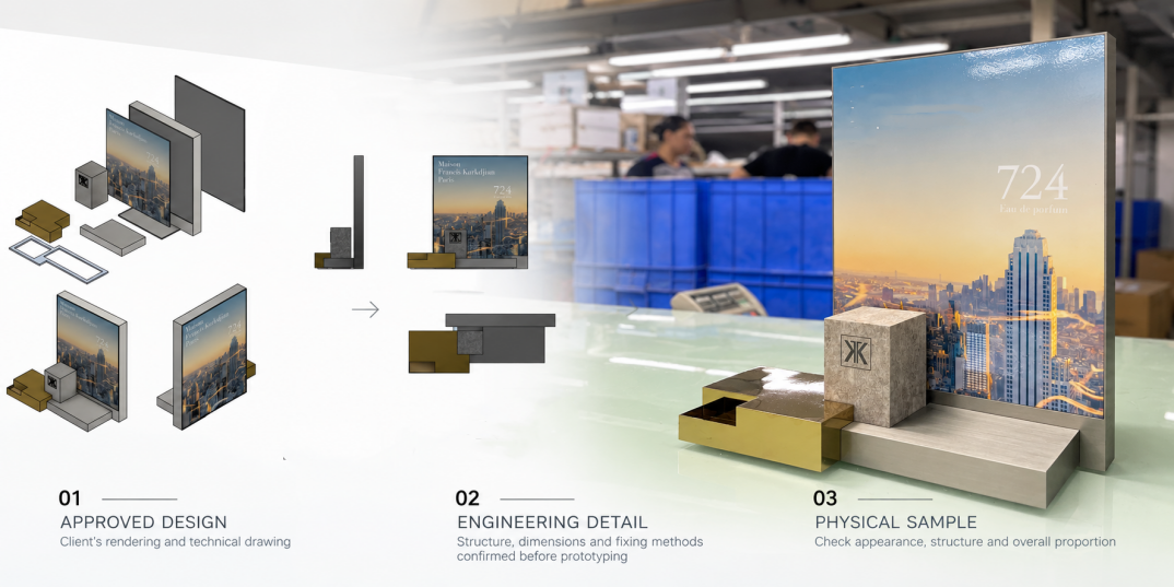 Samtop engineering review process for retail display